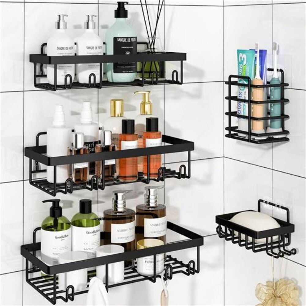 5 Pack Shower Caddy Organizer Wall Mounted Rustproof Stainless Steel Bathroom Ra